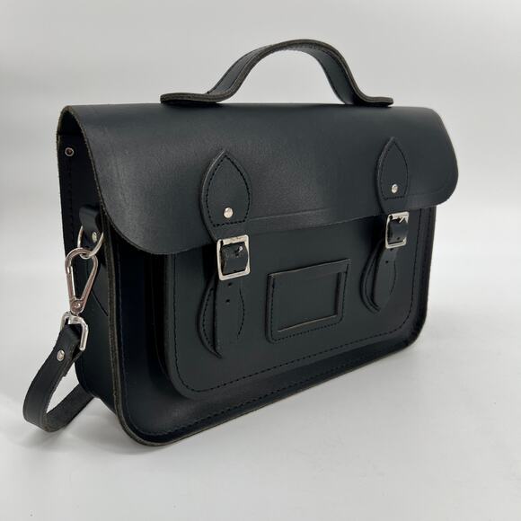 The Cambridge Satchel Company 13 inch Black Leather Messenger Bag Strap Handle - Picture 1 of 10